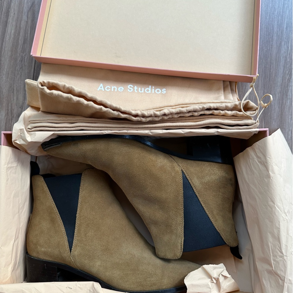 Acne Tan Suede Ankle Boots - Picture 4 of 6